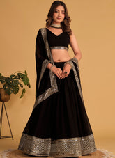 Charming Lehenga Choli of Georgette in Black